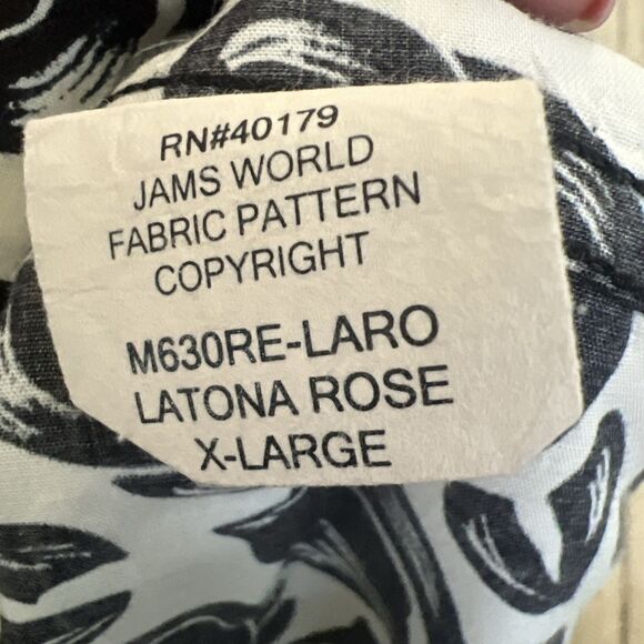 Vintage Jams World Hawaiian Shirt Mens XL Rayon Red Black Roses Valentines 90s - Picture 10 of 10